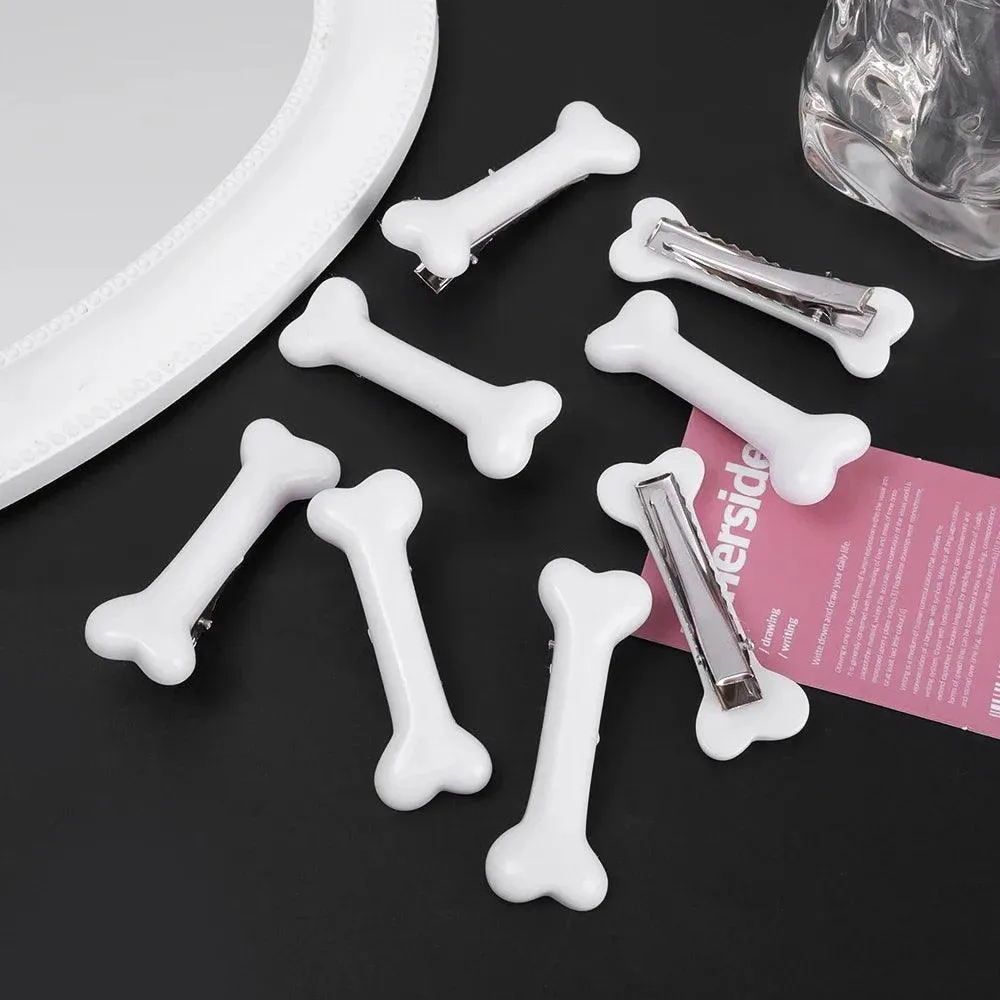 Vivid Dog Bone Hair Clips: Elegant White Hair Accessories for Stylish Women