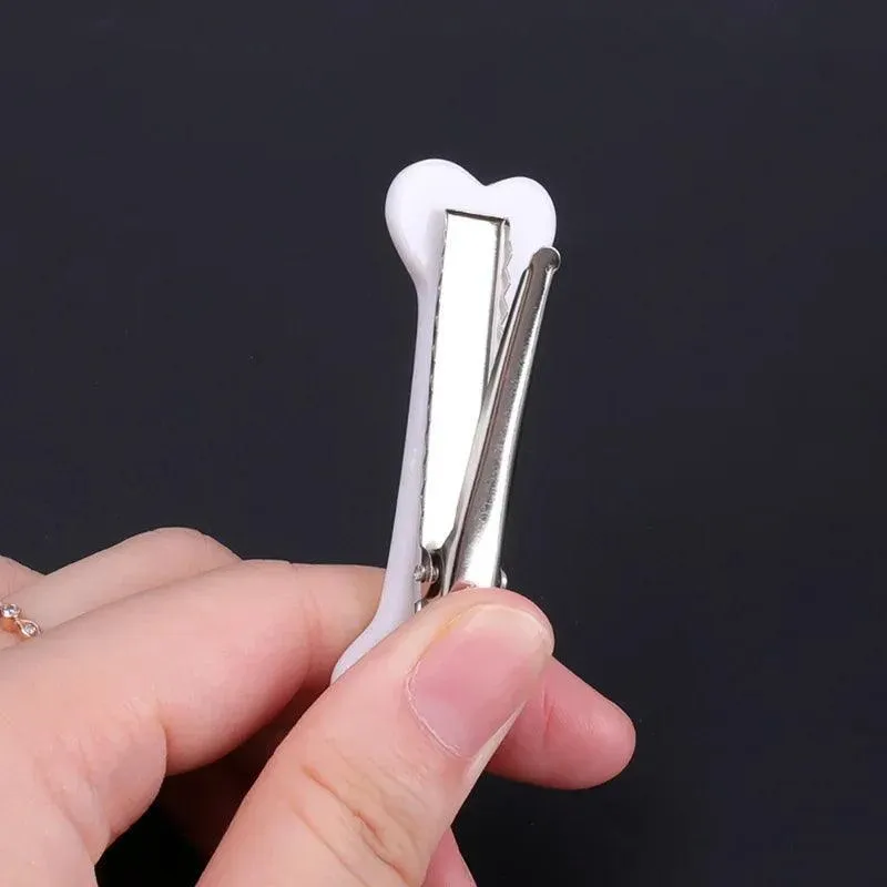 Vivid Dog Bone Hair Clips: Elegant White Hair Accessories for Stylish Women