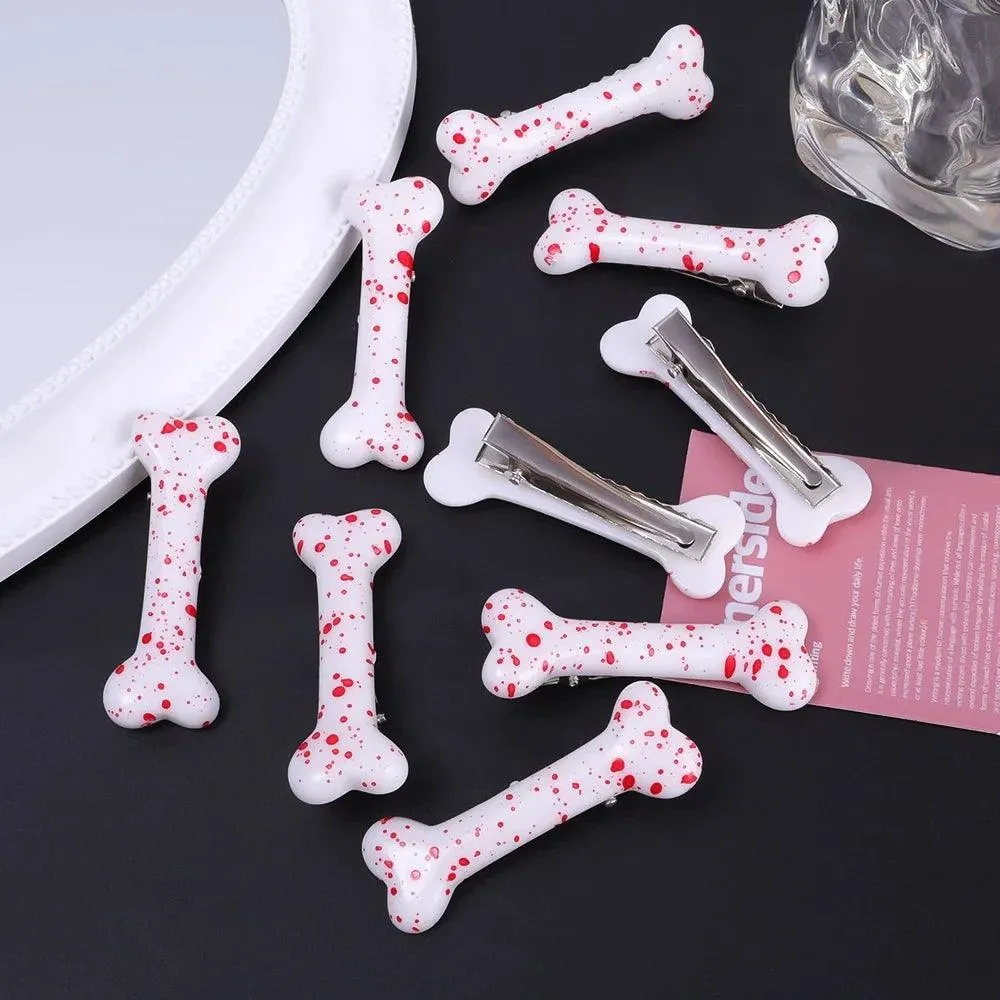 Vivid Dog Bone Hair Clips: Elegant White Hair Accessories for Stylish Women