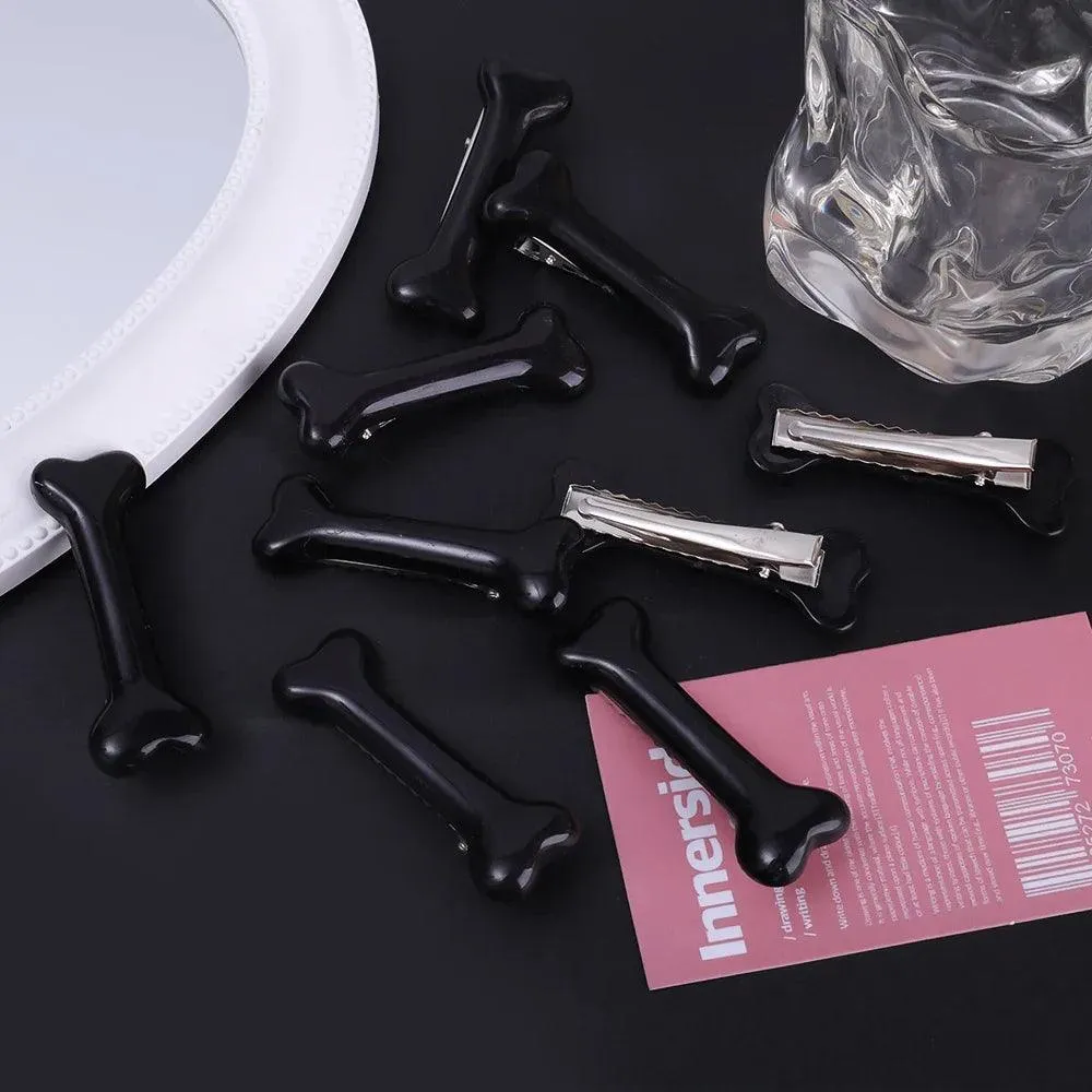 Vivid Dog Bone Hair Clips: Elegant White Hair Accessories for Stylish Women