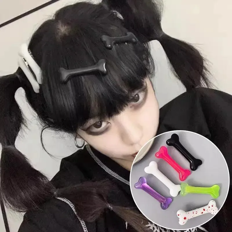 Vivid Dog Bone Hair Clips: Elegant White Hair Accessories for Stylish Women